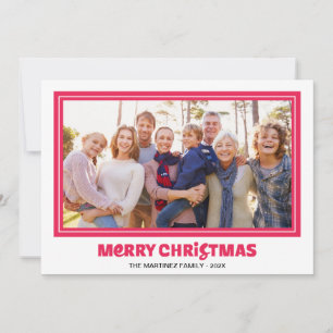 Merry Christmas Photo Red Typography Holiday Card