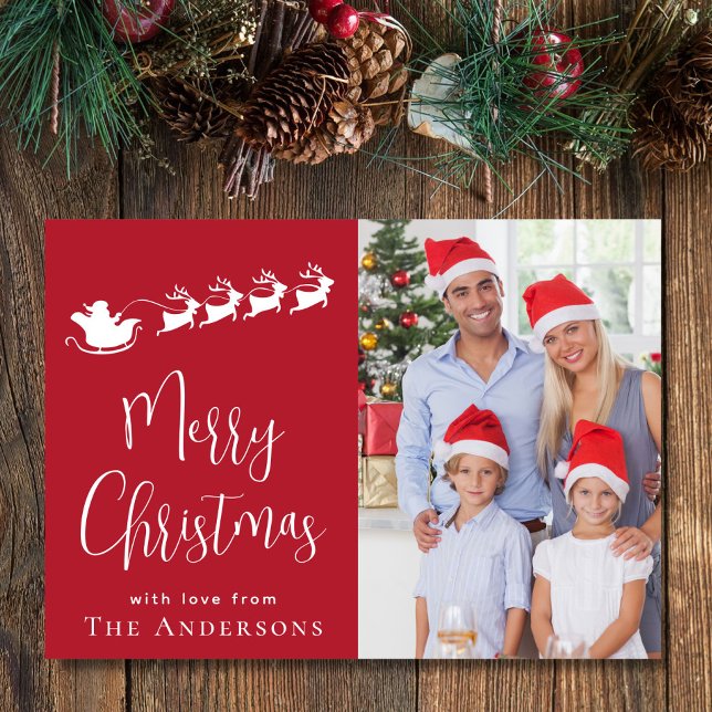 Merry Christmas Photo Santa Holiday Card (Share the love and warmth of the holiday season with your personalized photo Christmas card)