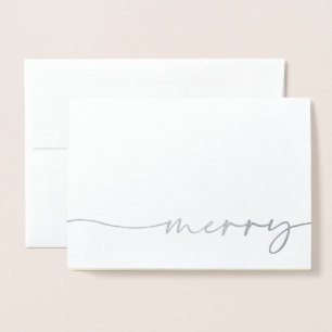 Merry Christmas Photo Script Silver Foil Card