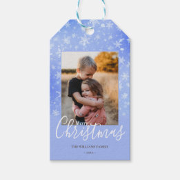 Merry Christmas Photo Simple Snowflakes Gift Tags