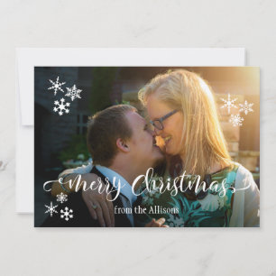 Merry Christmas Photo & Snowflakes Editable Colour Holiday Card