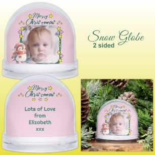 Merry Christmas photo stars pink Snowglobe