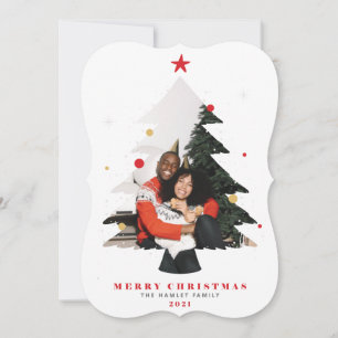 Merry Christmas Photo Tree Flat Holiday Card