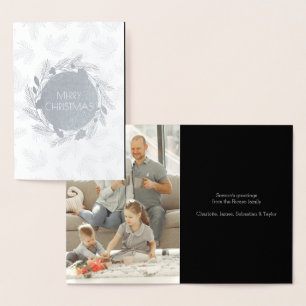 Merry Christmas Photo Wreath Foil Card