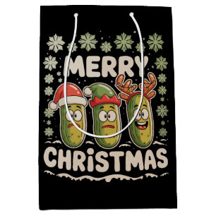 Merry Christmas Pickle Lover Xmas Lights Ugly Medium Gift Bag