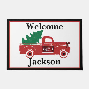 Merry Christmas pickup and tree personalised Doormat