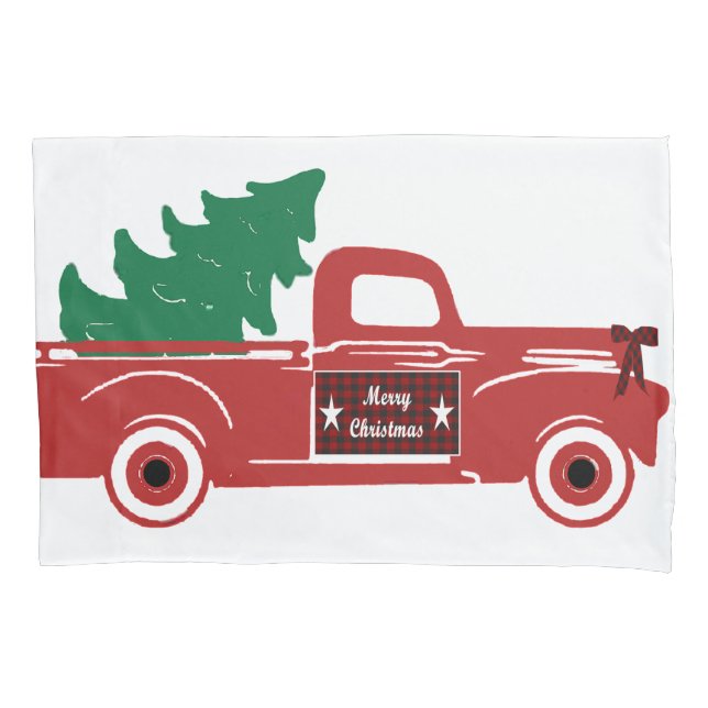 Merry Christmas pickup and tree Pillowcase (Front)