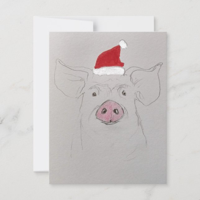 Merry Christmas Pig Holiday Card (Front)
