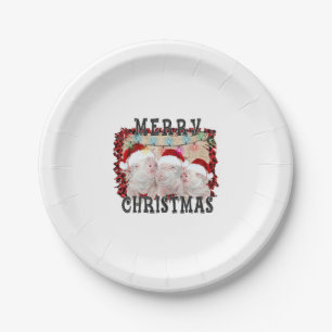 Merry Christmas Pig Paper Plate