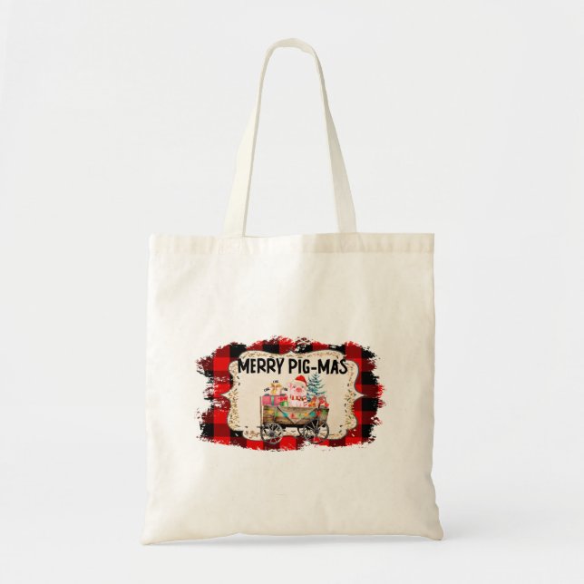 Merry Christmas Pig Tote Bag (Front)