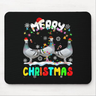 Merry Christmas Pigeon Lover Santa Hat Xmas Lights Mouse Pad