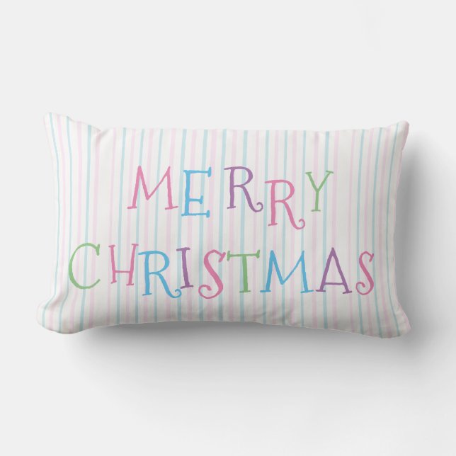 Merry Christmas Pillow Pastel Colours (Front)