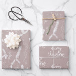 Merry Christmas Pine Berries Pattern Blush Wrapping Paper Sheet<br><div class="desc">Christmas pattern features botanical pine and berry leaves.</div>