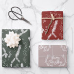 Merry Christmas Pine Berries Pattern Red Green Wrapping Paper Sheet<br><div class="desc">Christmas pattern features botanical pine and berry leaves.</div>