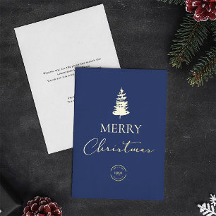 Merry Christmas pine Company Logo Blue Gold