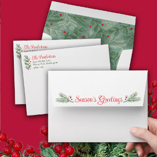 Merry Christmas Pine Foliage Holiday Envelope