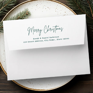 Merry Christmas pine green handwritten script Envelope