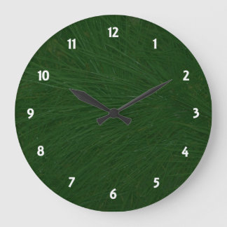 Merry Christmas Pine Tree Close Up Large Clock