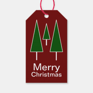 Merry Christmas Pine Trees Abstract Red Green Gift Gift Tags