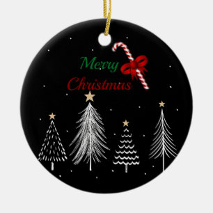 Merry Christmas Pine Trees Ceramic Tree Decoration