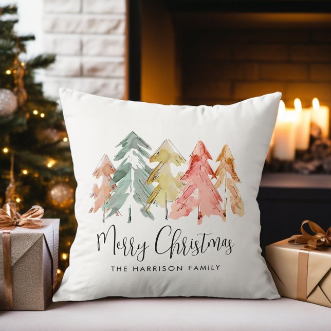 Merry Christmas Pine Trees Holiday Cushion (Creator Uploaded)