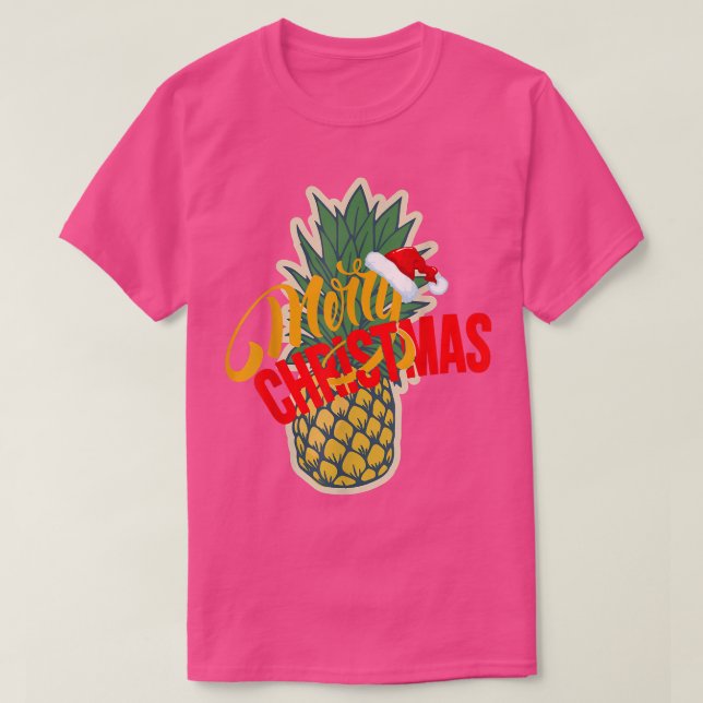 Merry Christmas Pineapple Adult Funny Christmas  T-Shirt (Design Front)