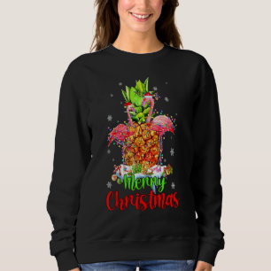 Merry Christmas Pineapple Flamingo  Xmas Sweatshirt