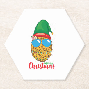Merry Christmas Pineapples Paper Coaster