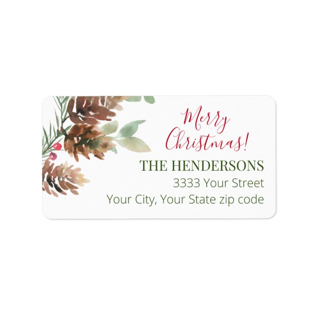 Merry Christmas Pinecone Christmas Return  Label (Front)