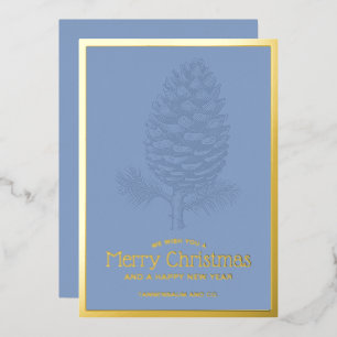 Merry Christmas Pinecone Modern Blue Corporate