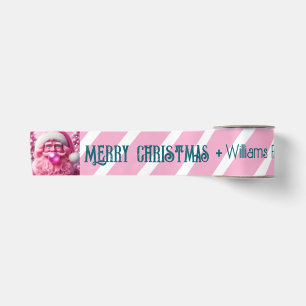 Merry Christmas Pink Bubble Gum Custom Fam Name Satin Ribbon