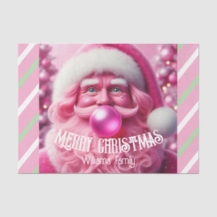 Merry Christmas Pink Bubble Gum Custom Fam Name Tissue Paper