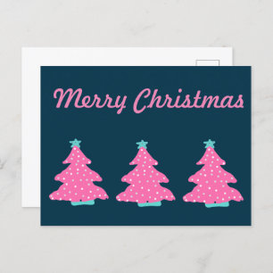 Merry Christmas Pink Contemporary Christmas Trees Postcard