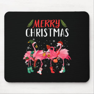 Merry Christmas Pink Flamingo Christmas Tree Xmas  Mouse Pad