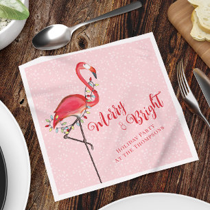 Merry Christmas Pink Flamingo Custom Napkin