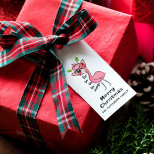 Merry Christmas Pink Flamingo Fl-la-la-la-mingo Gift Tags