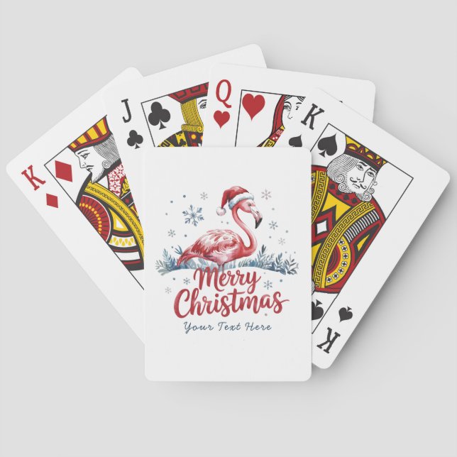 Merry Christmas Pink  Flamingo Personalized        Playing Cards (Back)