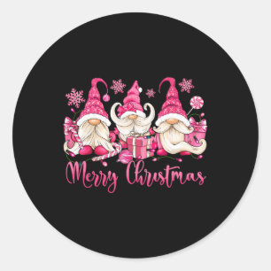 Merry Christmas Pink Gnome Xmas Matching Family Wo Classic Round Sticker