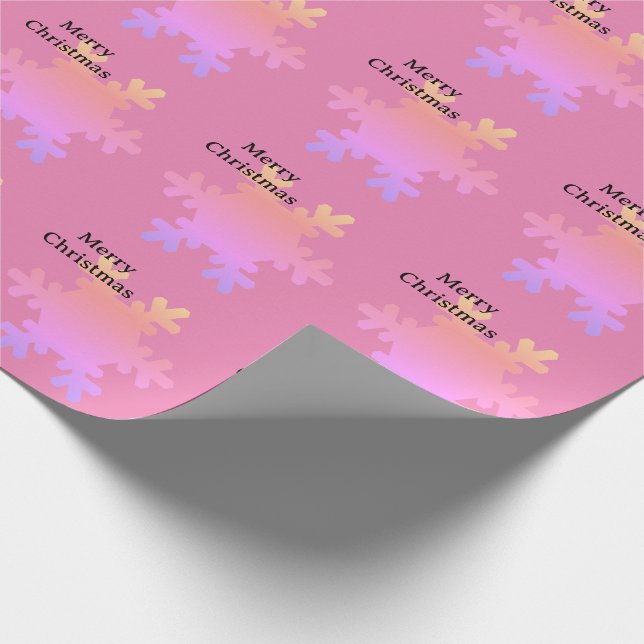 Merry Christmas Pink Gold Snowflake Patterns 2025 Wrapping Paper (Corner)