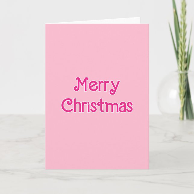 Merry Christmas Pink Holiday Card (Front)