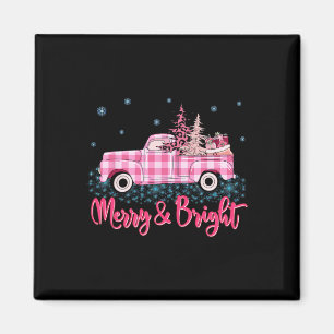 Merry Christmas Pink Leopard Truck Tree Fun Xmas P Magnet