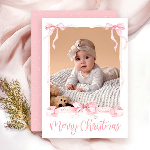 Merry Christmas pink Photo Card