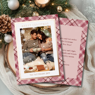 Merry Christmas Pink Plaid Tartan Photo