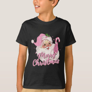 Merry Christmas Pink Santa Claus Vintage Retro Xma T-Shirt
