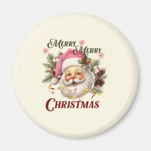 Merry Christmas - Pink Santa Magnet