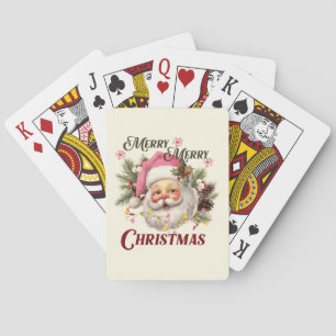 Merry Christmas - Pink Santa Playing Cards