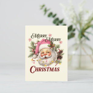 Merry Christmas - Pink Santa Postcard