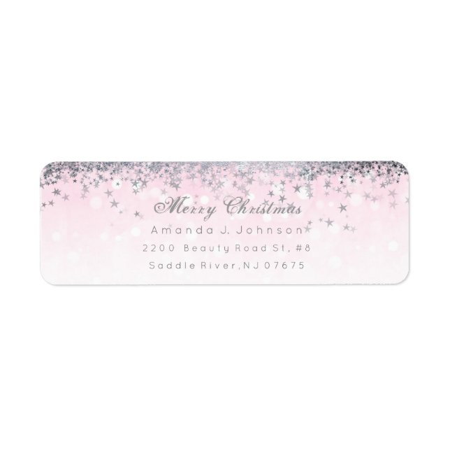 Merry Christmas Pink Silver Stars Snow Confetti (Front)