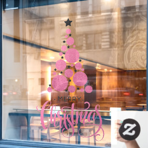 Merry Christmas Pink Tree Stars Holiday