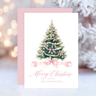 Merry Christmas Pink Winter  Holiday Card